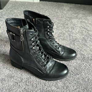 Black Womens Guess Combat Boots
